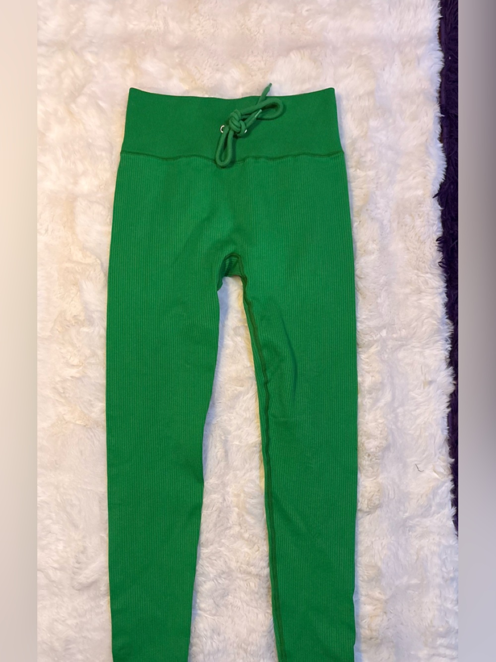 Fashion Nova Green Ribbed High-Waist Leggings